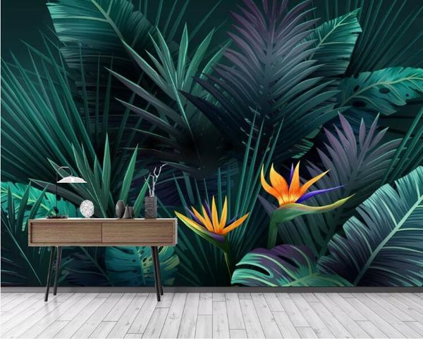 

wallpapers hd abstract plant rainforest banana leaves leaf po mural wallpaper for living room wall decor paper 3d forest