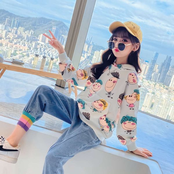 

wear 2021 spring new korean girls' children's cartoon sweater set, White