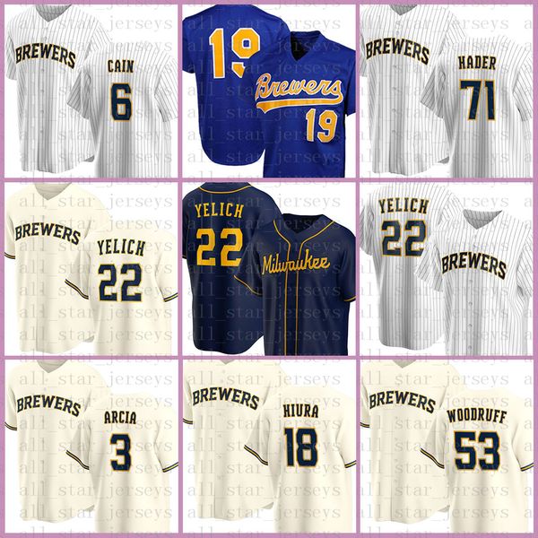 22 Christian Yelich Milwaukee Özel Brewers Beyzbol Forması Robin Yount Lorenzo Cain Orlando Arcia Keston Hiura Josh Hader Woodruff Orange