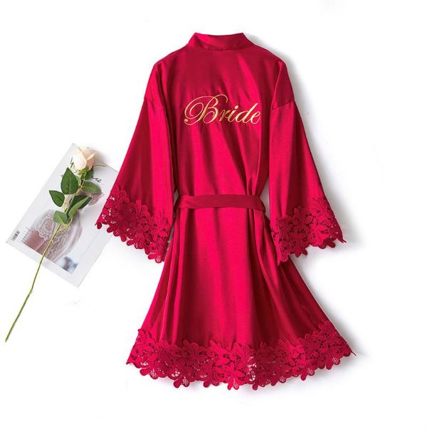 

women's sleepwear lisacmvpnel 1 pcs women robe lace bride bridesmaid celebrity party wedding, Black;red