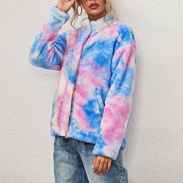 

selling woman coiorful print long sleeve plush coat jacket women casual stand collar windproof female softshell coat jacket, White;black