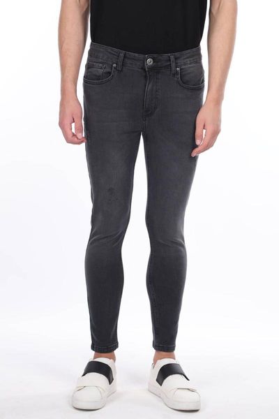 

men's jeans men smoked skinny fit jean pants, Blue