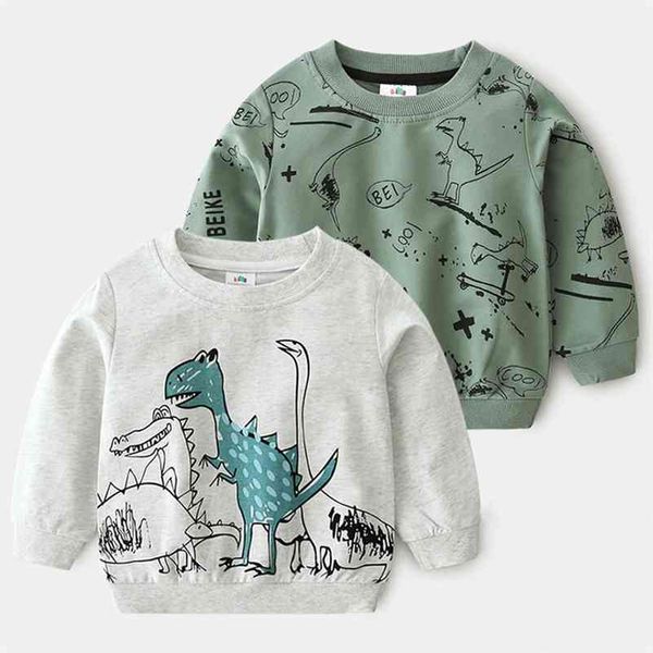 

spring autumn design 2 3 4 6 8 10years children's clothing cartoon animal print all-match sweatshirt for kids baby boy 210701, Black
