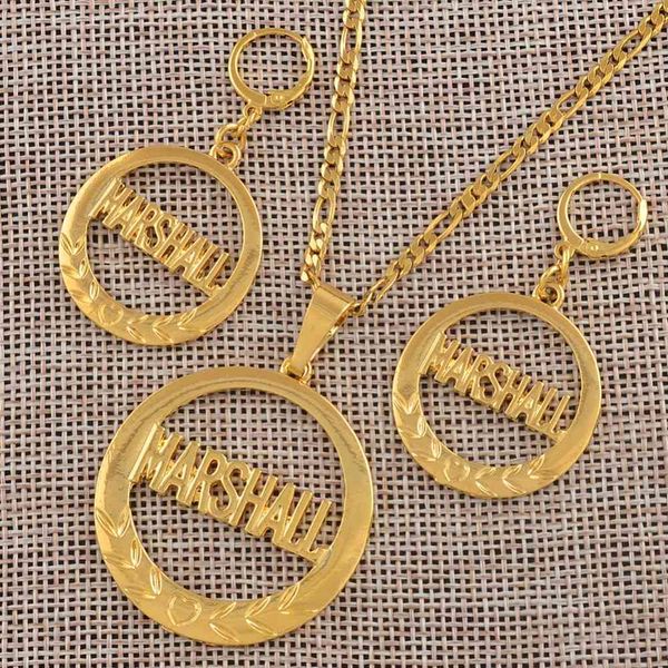 

jewelry sets marshall set big pendant necklaces earrings for women gold color ethnic patriotic gifts /can't change name #j0095, Black