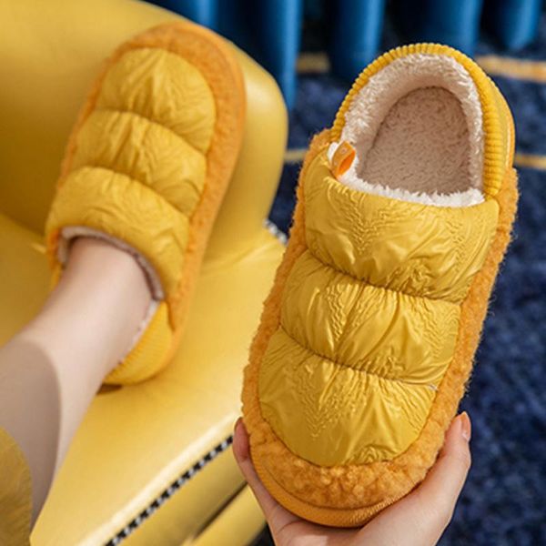 

slippers women men comfortable winter two-wear slide soft plush warm home indoor ladies shoes solid candy colors couple slipper, Black