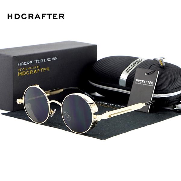 

hdcrafter glasses sun metal steampunk polarized for brand designer sunglasses punk steam retro round vintage men uwveo, White;black
