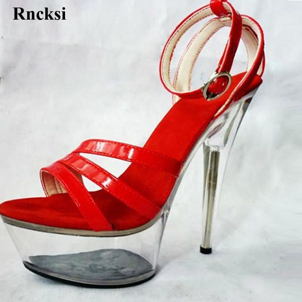 

rncksi ankle straps new women wedding party model shoes 15cm high heels platform night club pole dance sandals, Black