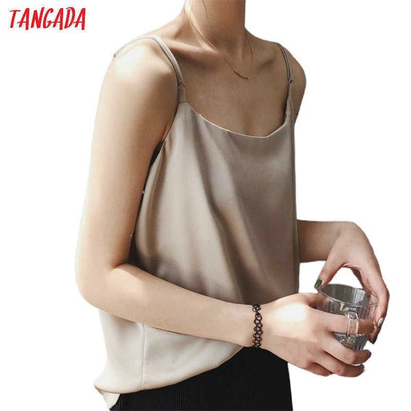 

tangada women solid v neck camis spaghetti strap sleeveless shirts female asf43 210609, White