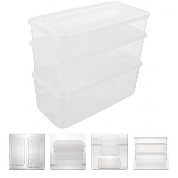

storage bottles & jars 3pcs crisper boxes with lip bottom filter design fridge