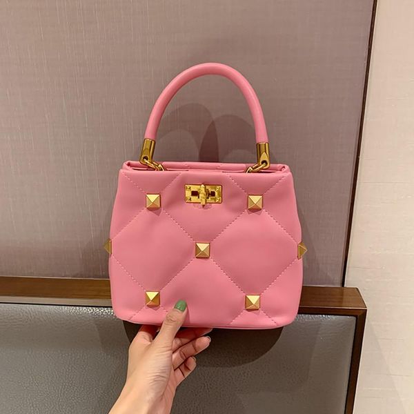 

evening bags genuine leather women buckets 2021 fashion all match diamond lattice handbags ladies designer purses and sac luxe