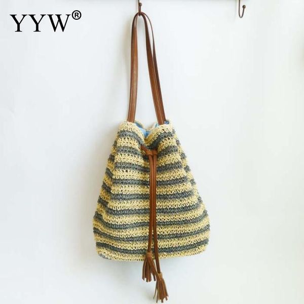 

evening bags striped straw shoulder women sunmmer ratten purse handle handbags vacation casual handmade bag