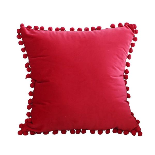 

chair covers 45x45cm nordic style with balls throw pillow cover accessories luxury for sofa bed car square solid soft velvet cushion case