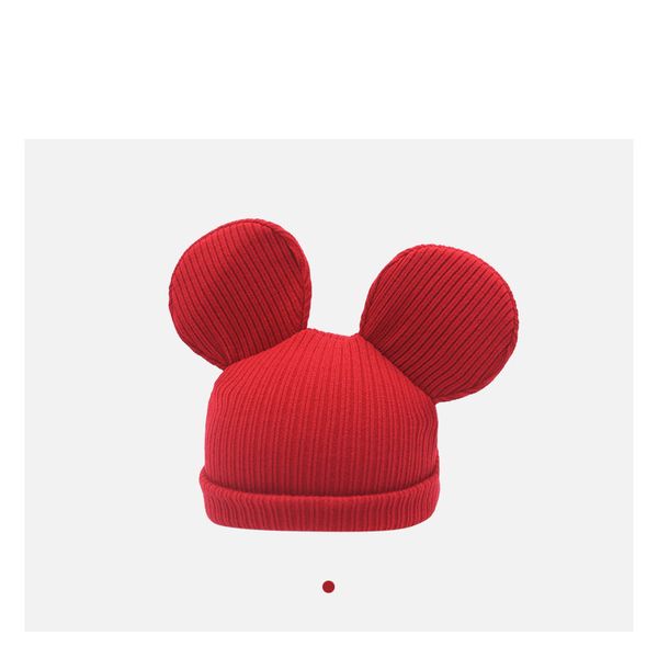 

woolen piece cute autumn winter knitted cold net red wool men's women's big ear hat, Black;white