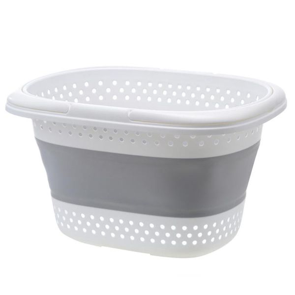 

collapsible plastic laundry basket - oval tub/basket - foldable storage container/organizer portable washing tub