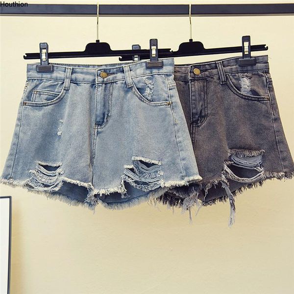 

women's shorts denim casual fashion loose plus size solid color pocket high waist button hole clothing summer, White;black