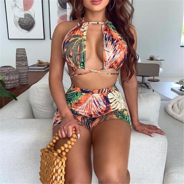 

boxer swimsuit high waist bikini print new 2021 europe and the united states women one piece swim suits female