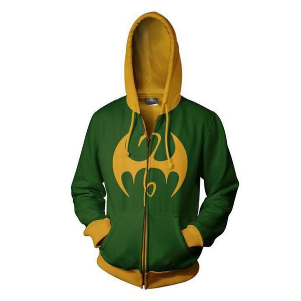 

3d digital printing spider hoodie zipper suit men's sweater, Black