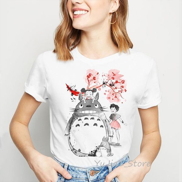 

japanese anime totoro harajuku kawaii womens clothes spirited away femme summer female miyazaki hayao, White