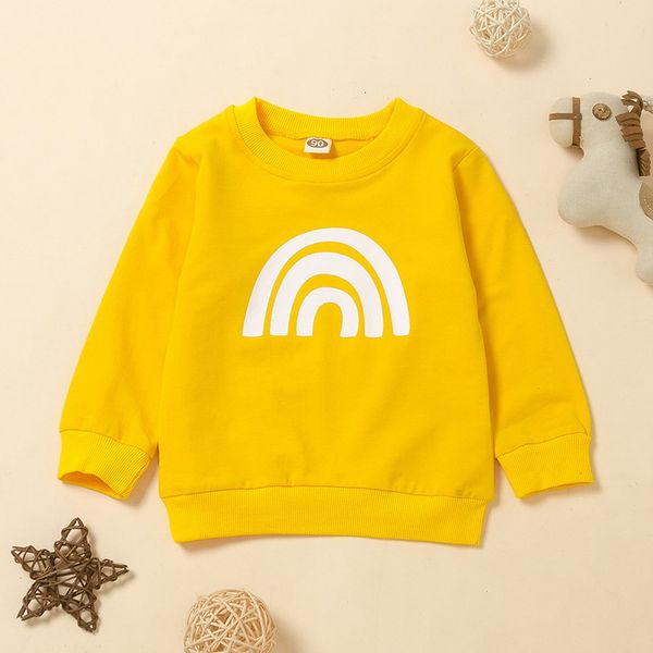 

boys and autumn round new girls 2020 neck long sleeve t-shirt pure cotton rainbow baby infant clothing, Black;white