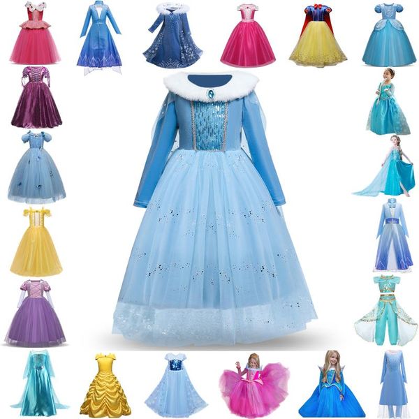 

girl's dresses princess dress cosplay costume children halloween party kids up disguise, Red;yellow