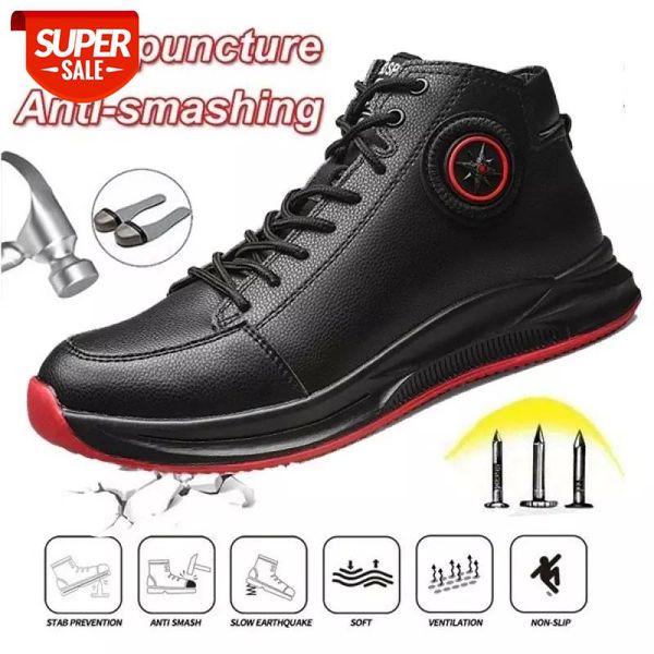 

men work shoes with steel toe high lace up platform safty shoes men indestructible anti smashing puncture proof protective #jt5n