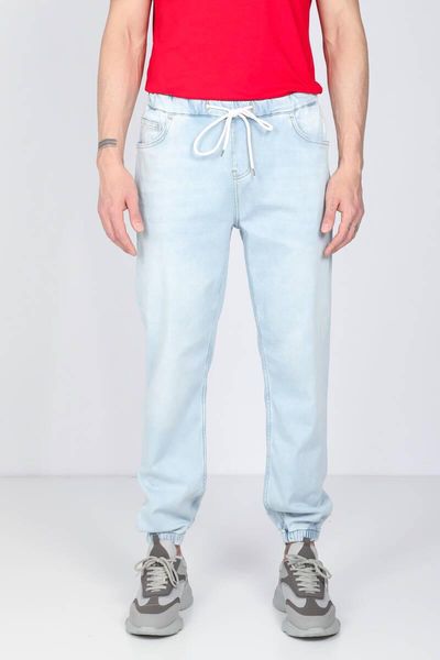 

men's jeans ice blue articulated drawstring jogger pants