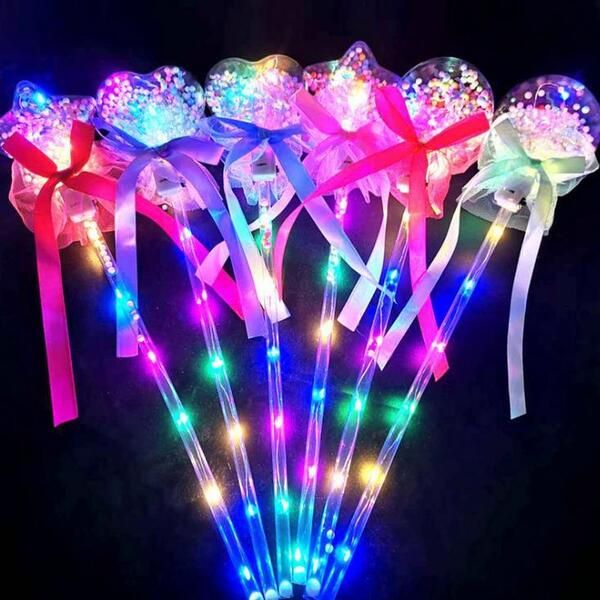 Attività all'aperto Bastoncini luminosi a LED Sfera trasparente a forma di stella Bagliore lampeggiante Bacchette magiche per la decorazione della festa nuziale di compleanno Giocattoli illuminati per bambini