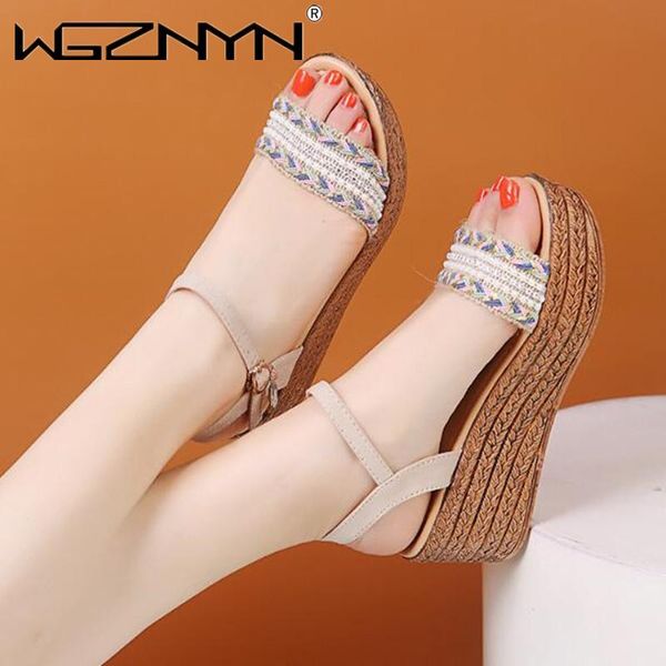 

sandals 2021 summer women's ladies wedges mouth roman shoes heels, Black