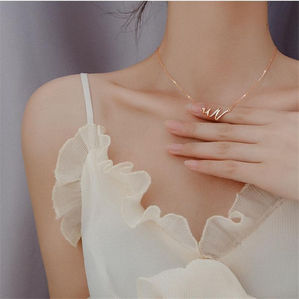 

chains arrival silver 925 chain clavicle necklace women choker accessories fashion wave pendant rose gold female jewelry