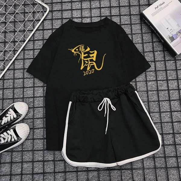 

2021summer new short-sleeved t-shirt + shorts fashion women set lady suit girls two-piece sports sets casual loose big-size, Gray