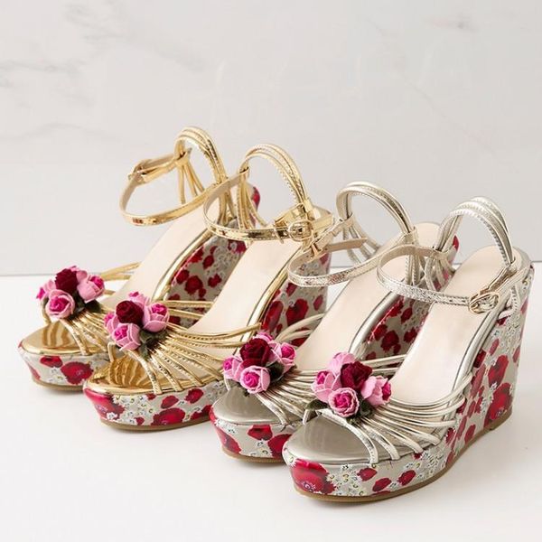 

fish mouth high-heeled women's ankle leather heel color flower buckle sandals, Black