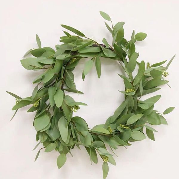 

decorative flowers & wreaths artificial plant rattan fake eucalyptus leaves home garden party decor round leaf garland supply