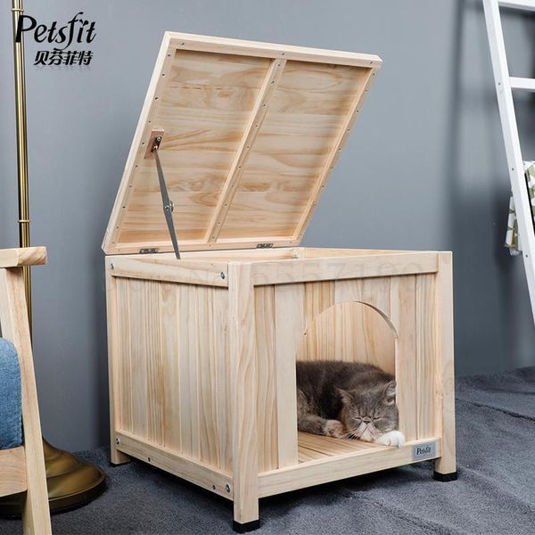 

solid wood cat kennel kennel small dog pet bunk bed teddy indoor dog house cat house