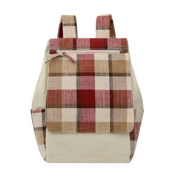 

backpack style chongsukei shoulder canvas bag female student ulzzan original plaid version high school fresh