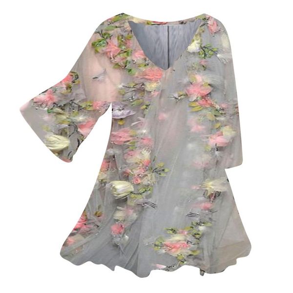 

women's t-shirt street style lady fashion casual summer loose elegant pullover shirts for women v-neck printed short-sleeved vintage b, White