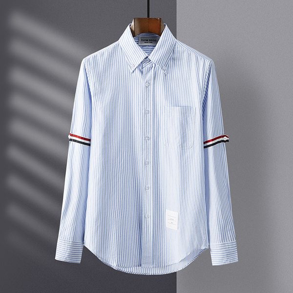 

design clothing new long sleeve men's and women's same double sleeve ribbon lovers' casual fashion blue stripe shirt, White;black