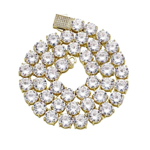 

10mm hip hop claw setting round cz stone bling iced out tennis link chain chokers necklaces for men women rapper jewelry, Black