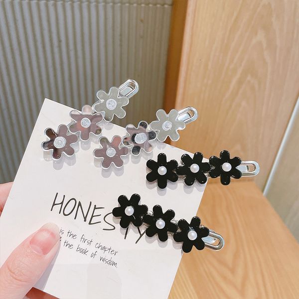 

barrettes hairpin personalized girl mirror flower women's net red small fresh duck beak clip, Golden;silver