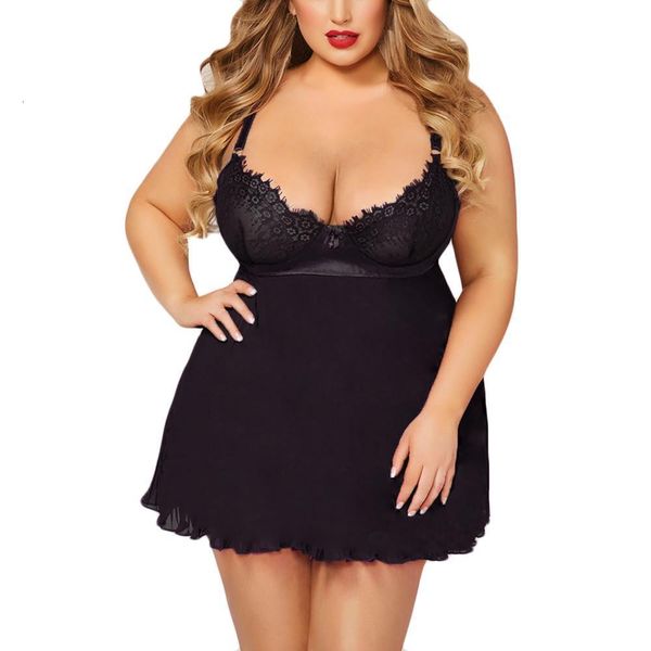

plus size pijamas ladies for women pyjamas sleepwear strapless seamless set lace lingerie g-string underwear femme j20, Black;red