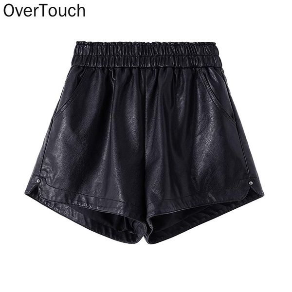 

women's shorts dimanaf 2021 plus size women short pant high waist pu leather slacks pants summer lady solid oversize home fashion skirt, White;black