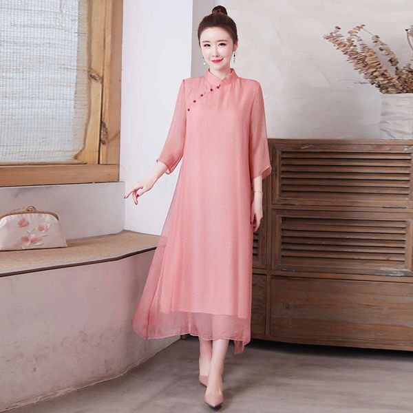 

tea dress women's zen art meditation chinese style qipao improved, Black;gray