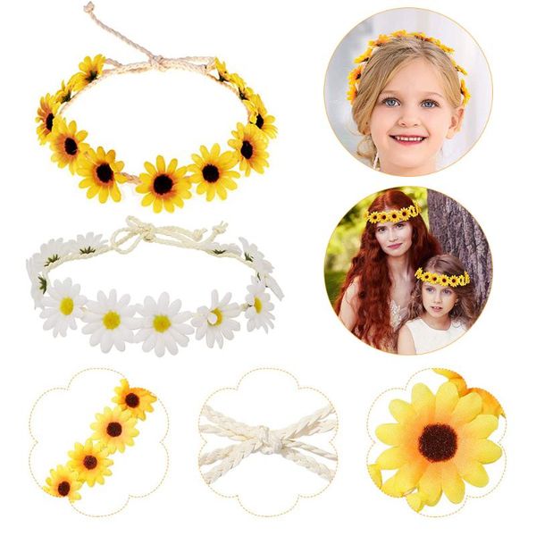 

decorative flowers & wreaths floral autumn sunflower crown artificial wreath hair headwear fashion bridal flower wedding fall decoration