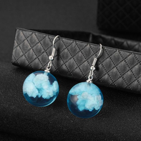 

fashion round sky cloud resin drop hook earrings women piercing party jewelry personality jewelry earring girl earring decor ear, White