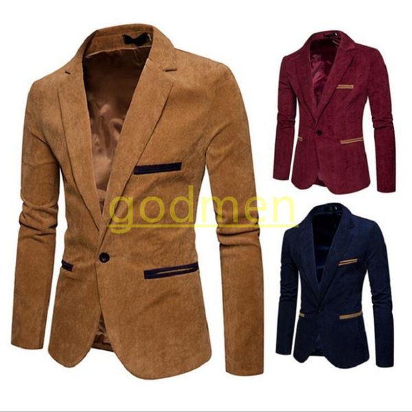 

fashion designer mens suits blazers man corduroy jacket long sleeve slim suit male stitching jacket coat, White;black