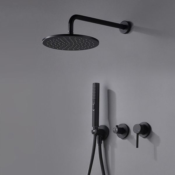 Bagnolux preto bronze built-in shower mixer com tomada de água titular chuva hand-held head Diverter banheiro conjunto
