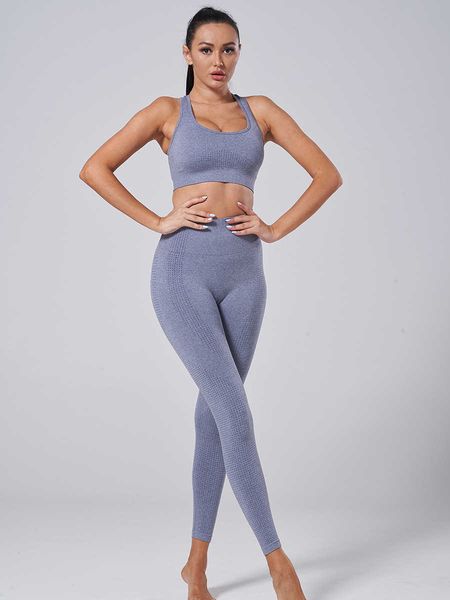 

sports fitness clothes ladies yoga suit running tight bra high waist pants seamless two-piece, Black