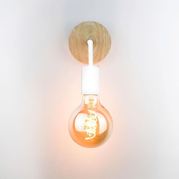 

wall lamp fashion wood vintage sconce light illumination bulb decorative with wooden base iron for bedroom porch