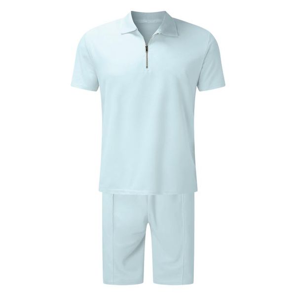 

men's tracksuits men sets solid color short sleeve shorts button summer tshirts chic 2021 streetwear fashion casual mens suits 6, Gray