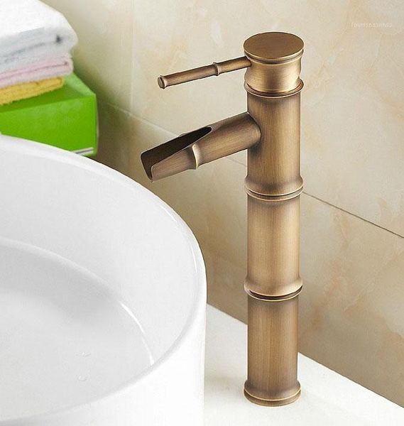

bathroom sink faucets bamboo style vintage retro antique brass basin mixer tap faucet one hole single handle mnf0171