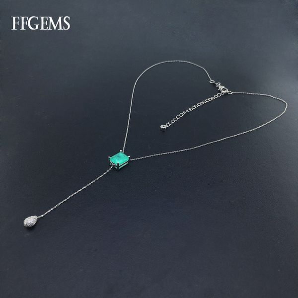 FFGems criado esmeralda pingente colar gemstone belas jóias para mulheres senhora de noivado presente de festa de casamento com caixa q0531